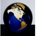 Cobalt Blue Molten Glass World Globe w/ Gold Accent (3")